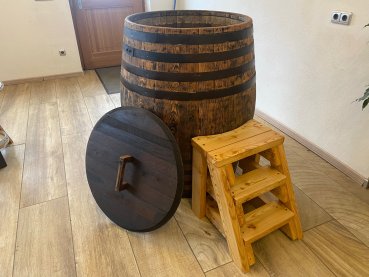 Tauchbecken Whiskyfass abgeschliffen 600 Liter Tauchbottich Saunatauchbecken